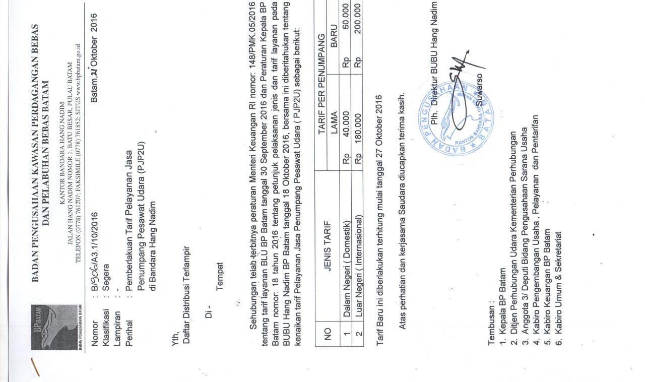 Tarif Masuk di Bandara Hang Nadim Naik Jadi Rp 60 Ribu per Penumpang