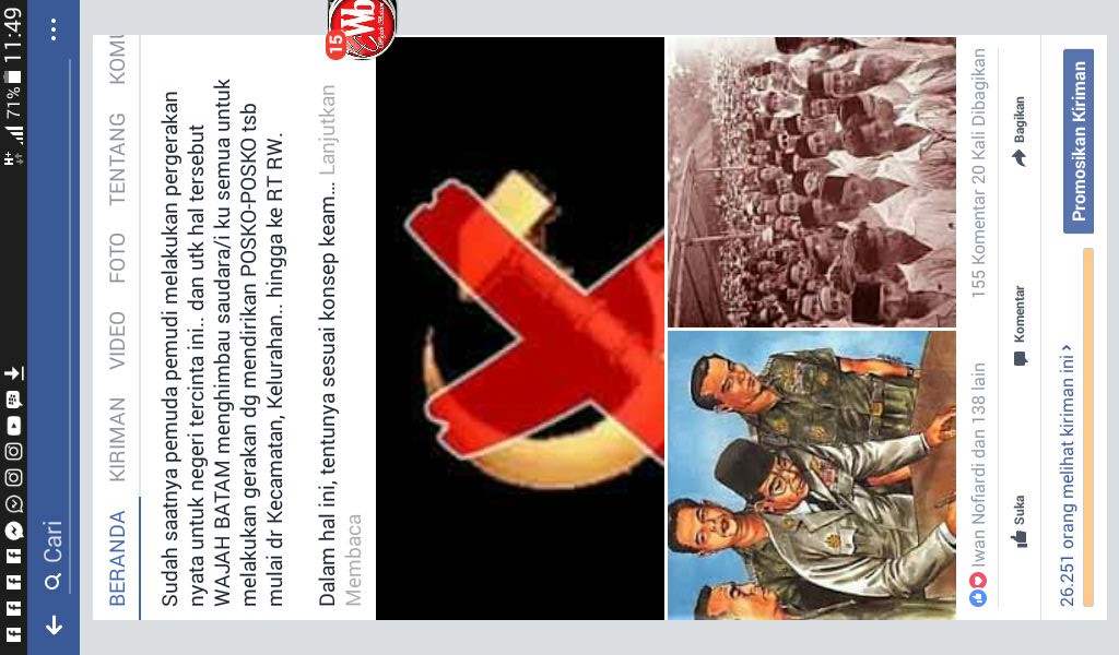 Wajah Batam Ajak Warga Dirikan Posko Relawan Anti Komunis