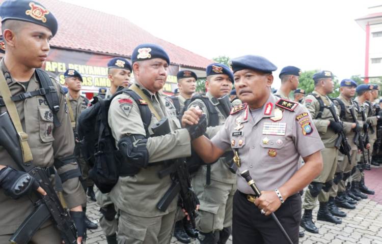 Penyambutan Satbrimob Polda Kepri yang Melakukan Pengamanan PT. Freeport Indonesia