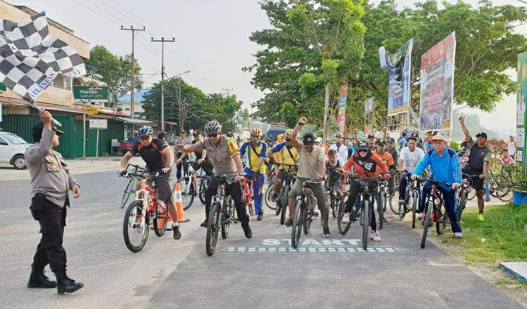 Sehat Enggak Harus Mahal, Rasakan Manfaat Dahsyat Gowes Sepeda HUT Bhayangkara Ke-73 Polres Natuna