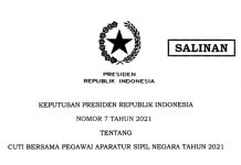 Keppres Cuti Bersama ASN Yaitu Cuma 12 Mei 2021 dan 24 Desember 2021 Keppres Cuti ASN 2021
