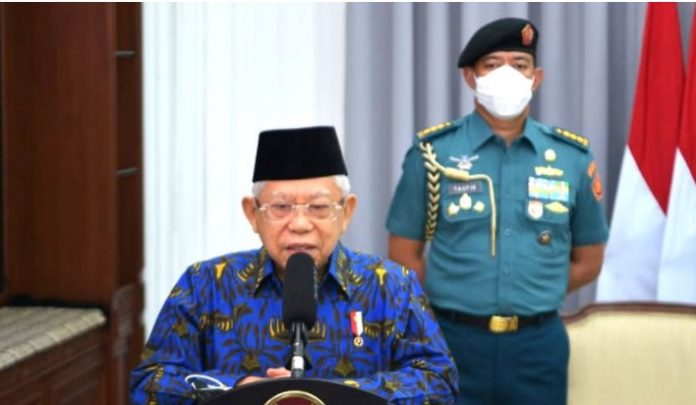 Wapres Ma’ruf Amin saat memberikan sambutan pada Peringatan Harganas Tahun 2021