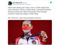 Presiden RI Jokowi Ucap Selamat atas Medali Pertama Indonesia Diraih Windy Cantika Aisah Jokowi ucapkan selamat ke Windy Cantika Aisah