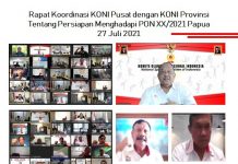 Rakor Virtual Jelang PON XX, KONI Pusat Perbolehkan Kontingen Bawa Tim Pengaman ke Papua KONI Seluruh Indonesia