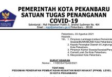 Walikota Pekanbaru Terbitkan Peraturan PPKM Level IV, Berlaku 3 Agustus 2021