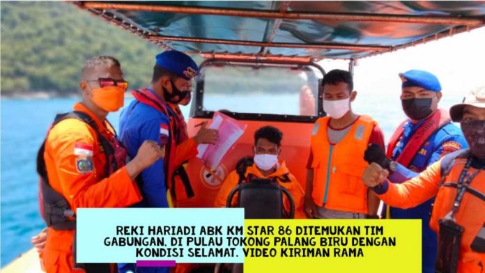 Aksi Penyelamatan Reki Hariadi ABK KM Star 86 oleh Tim SAR Gabungan