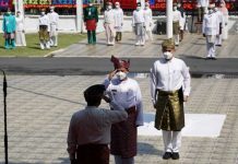 Upacara HUT Kepri ke 19 Tahun 2021, Kepri Sehat Kepri Maju Kesehatan Pulih Ekonomi Bangkit Upacara HUT Kepri ke 19 Tahun 2021