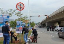 Kerap Makan Korban, Dishub Batam Pasang Rambu Dilarang Jalan Lurus di Bawah Laluan Madani