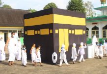 TK Hangtuah Dabo Singkep Laksanakan Peragaan Manasik Haji Umroh Saudi Arab