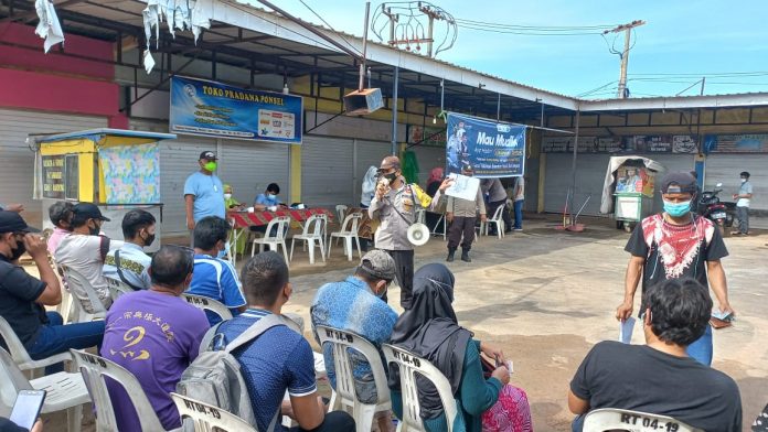 Cegah Covid-19, Polsek Batu Ampar Himbau Warga Jangan Lengah Prokes