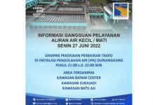 Info Gangguan Perbaikan Trafo, Pelayanan Aliran Air Mengecil Sebagaian Kota Batam