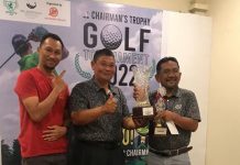 Biro Perjalanan PT Mutiara Paramitha Wisata Boyong Wisman Malaysia Main Golf di Batam Mohd Ruslan Bin Mohd Din foto bareng pemenang turnamen golf di Palm Springs Country Club, Nongsa