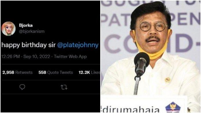 Bjorka Ucapkan Ulang Tahun ke Menteri Johnny G. Plate