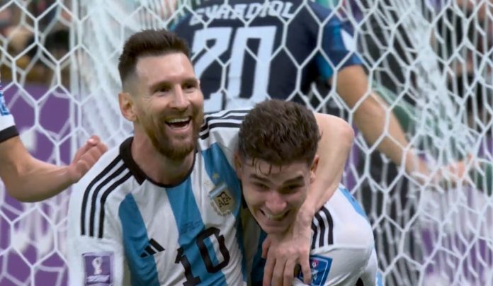 Gol Argentina Messi dan Alvarez Argentina Kroasia