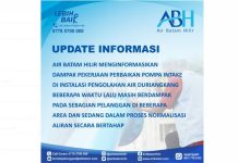 Berikut Area Berdampak Akibat Perbaikan Pompa Intake di Instalasi Air Duriangkang Berikut Area Berdampak Akibat Perbaikan Pompa Intake di Instalasi Air Duriangkang