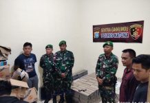 Marak Rokok Ilegal, Satgas Hanlan Laut Natuna Amankan Barang Bukti Prajurit Batalyon Komposit 1/Gardapati melaksanakan kegiatan patroli rutin dalam rangka pelaksanaan tugas Satgas Hanlan LNU di pelabuhan Selat Lampa