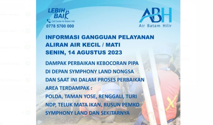 Info Kebocoran Pipa di Perumahan Symphony Nongsa