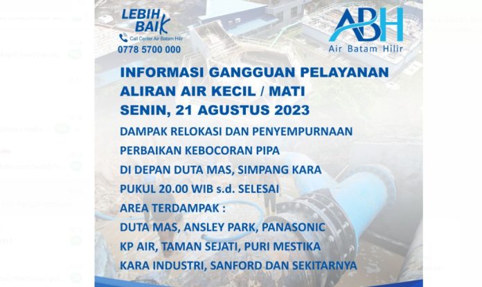 Info Perbaikan Pipa di Depan Duta Mas-Simpang Kara