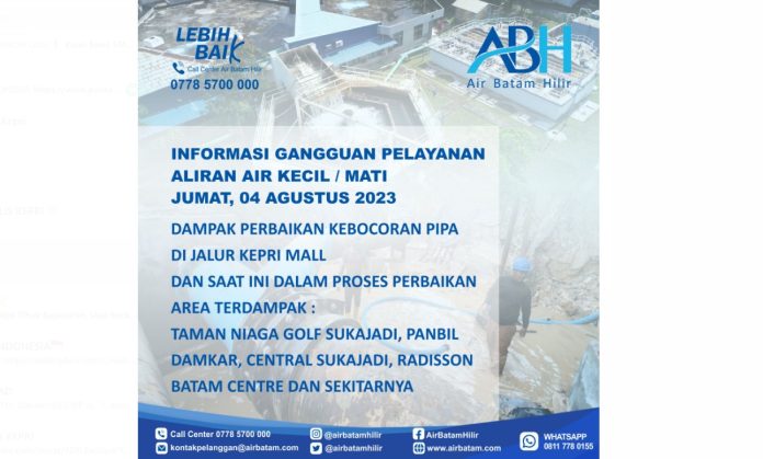 Informasi Kebocoran Pipa Air lagi di Kepri Mall