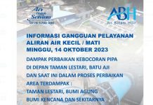 Info Terjadi Kebocoran Pipa Depan Taman Lestari Batu Aji, Berikut Area Terdampak Info Terjadi Kebocoran Pipa Depan Taman Lestari Batu Aji, Berikut Area Terdampak