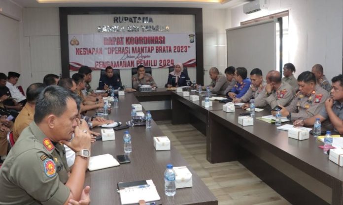 Polres Lingga Gelar Rakor Operasi Mantap Brata dan Persiapan PAM Pemilu 2024
