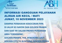 Air Batam Hilir Informasikan Kebocoran Pipa di Jalur Sei Nayon dan Golden Prawn Kebocoran Pipa
