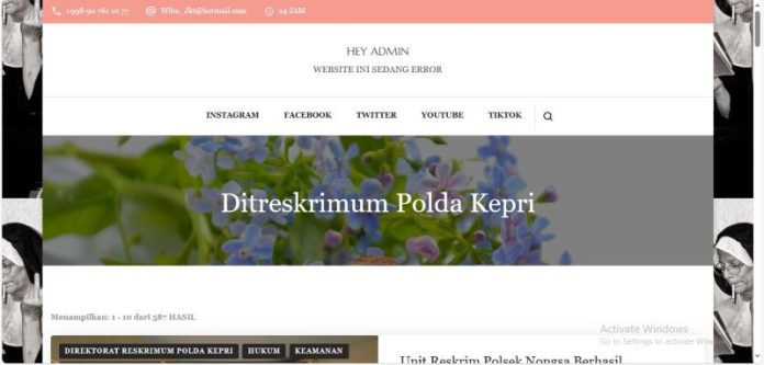 Situs Tribratanews Polda Kepri Diretas, Muncul Judul 'Hey Admin Website Sedang Error'