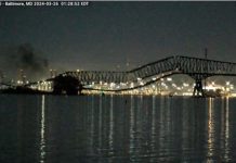 Jembatan Baltimore AS Runtuh usai Ditabrak Kapal Kargo Berbendera Singapura Jembatan Baltimore