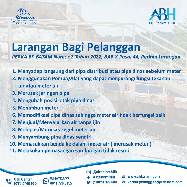 Info pelanggan Air batam