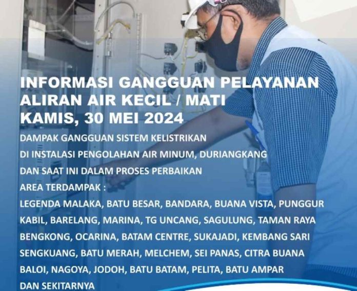 Ada Gangguan Sistem Kelistrikan di Instalasi Air Minum Duriangkang