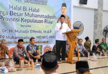 Halal bihalal Keluarga Besar Muhamadiyah Bersama Menko PMK di Batu Aji Batam Muhadjir Effendy dan Gubernur Kepri Ansar Ahmad menghadiri halal bihalal Pengurus Wilayah Muhammadiyah Provinsi Kepri di Masjid Hamka