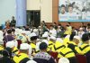 Bupati Natuna sambut Kedatangan Jemaah Haji Keloter Pertama kedatangan 61 jemaah haji asal Natuna saat tiba di Kota Batam.