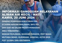 Info Perbaikan Kebocoran Pipa Air Batam Hilir, depan Makam Pahlawan Baju Aji