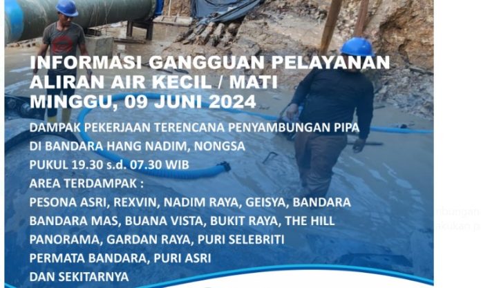 Info Air Batam Hilir, Ada Pekerjaan Penyambungan Pipa DN 300mm di Bandara Hang Nadim