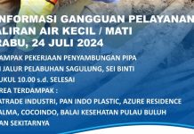 Info Gangguan Air Minum Dampak Penyambungan Pipa Jalur Pelabuhan Sagulung Info Gangguan Air Minum Dampak Penyambungan Pipa Jalur Pelabuhan Sagulung