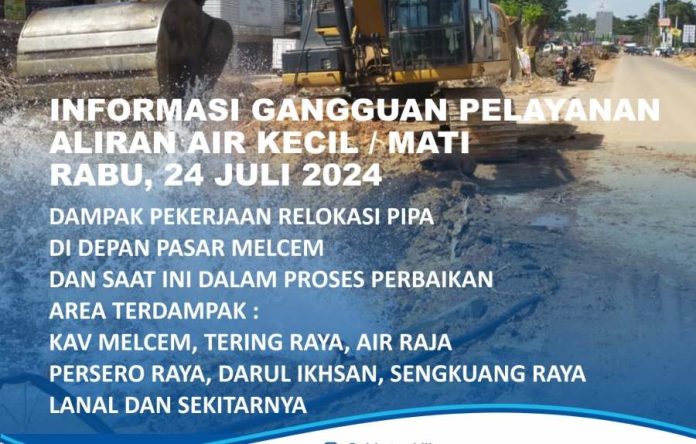 Info Gangguan Air Minum Dampak Relokasi Pipa Proyek Drainase Depan Pasar Melcem