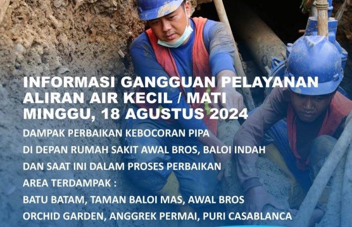 Air Batam Kebocoran Pipa Depan RS Awal Bros
