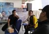 KN Tanjung Datu 301 Bawa Pulang Nelayan dan Perahu Natuna dari Malaysia Kepala Dinas Perikanan Kabupaten Natuna Hadi Suryanto berbincang bersama Sandi serta rekannya diatas dek kapal KN Tanjung Datu 301, Sabtu (10/8/2024)