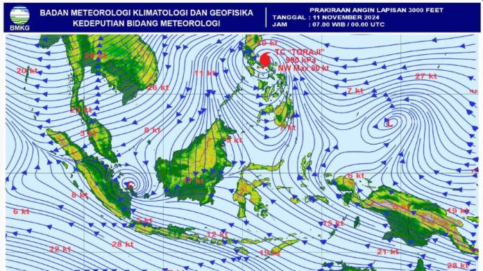 Prakiraan Cuaca Kepri 11-14 November 2024, Cuaca Berawan dan Penampakan Topan Toraji