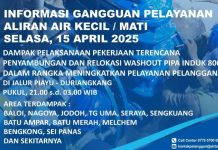 Info Gangguan Air Dampak Penyambungan dan Relokasi Pipa di Jalur Piayu – Duriangkang Air Batam Hilir