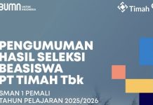 Seleksi Ujian Akamedik Program Pemali Boarding School, 36 Pelajar Ikuti Tes Kesehatan PT Timah Tbk mengumumkan hasil seleksi tes potensi akademik, psikotes, wawancara, analisa psikologi klinis dan validasi dokumen Program Kelas Beasiswa PT Timah pada SMAN 1 Pemali Tahun Pelajaran 2025-2026.