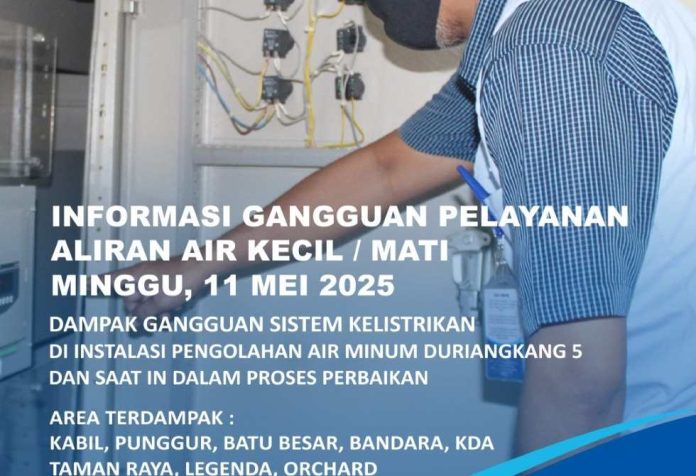 Info Gangguan Air Batam Dampak Perbaikan Kelistrikan di Instalasi Duriangkang