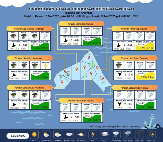 Prakiraan Cuaca Kepri 15 Mei 2025