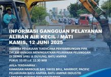 Info Gangguan Air Wilayah Batu Ampar Kamis 12 Juni 2025 Pagi, Ada Penyambungan Pipa