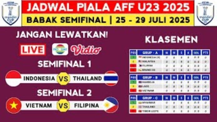 Jadwal Laga Semifinal Indonesia vs Thailand dan Vietnam vs Filipina Piala AFF U‑23 2025