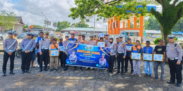 Polantas Menyapa Salurkan Paket Sembako di Pelabuhan Tanjunguban