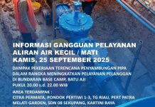 Info Gangguan Air Kamis Malam, Dampak Penyambungan Pipa di Base Camp Batuaji Info Gangguan Air Batam Dampak Penyambungan Pipa di Base Camp Batuaji
