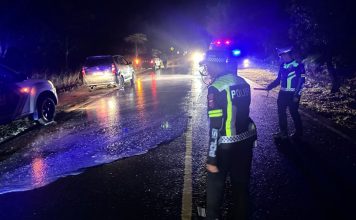 Ada Tumpahan Solar, Pengendara Diminta Waspada Lewat Jalan Lintas Barat Bintan Tumpahan Minyak