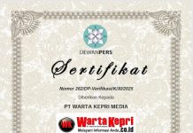 WartaKepri.co.id Kembali Terima Sertifikat Verifikasi Faktual dari Dewan Pers 13 November 2025