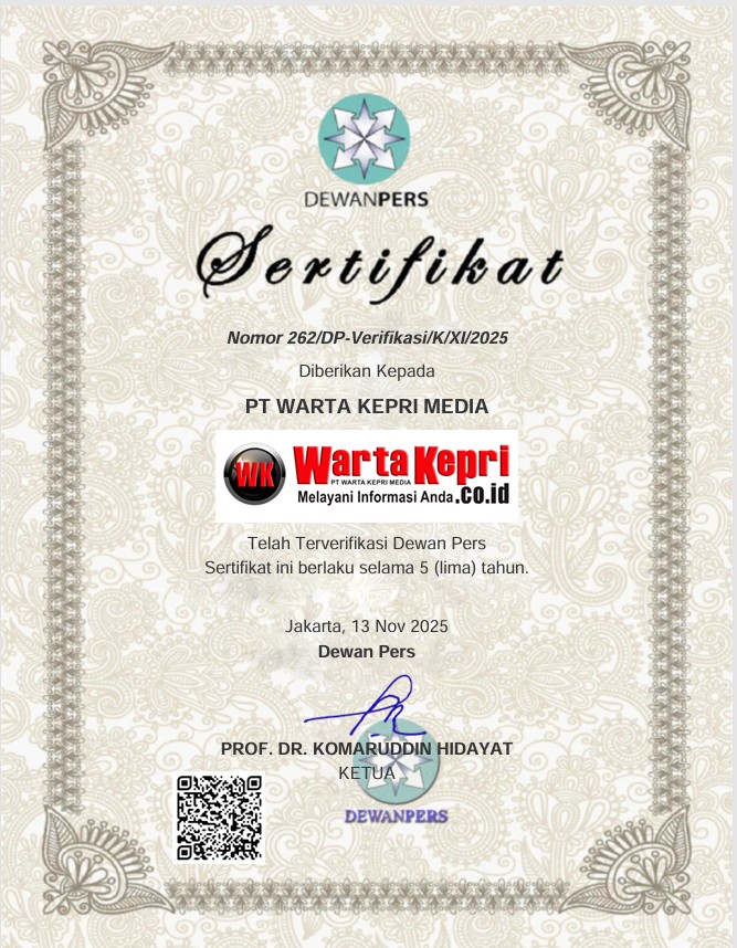 Sertifikat WartaKepri Dewan Pers 13 November 2025